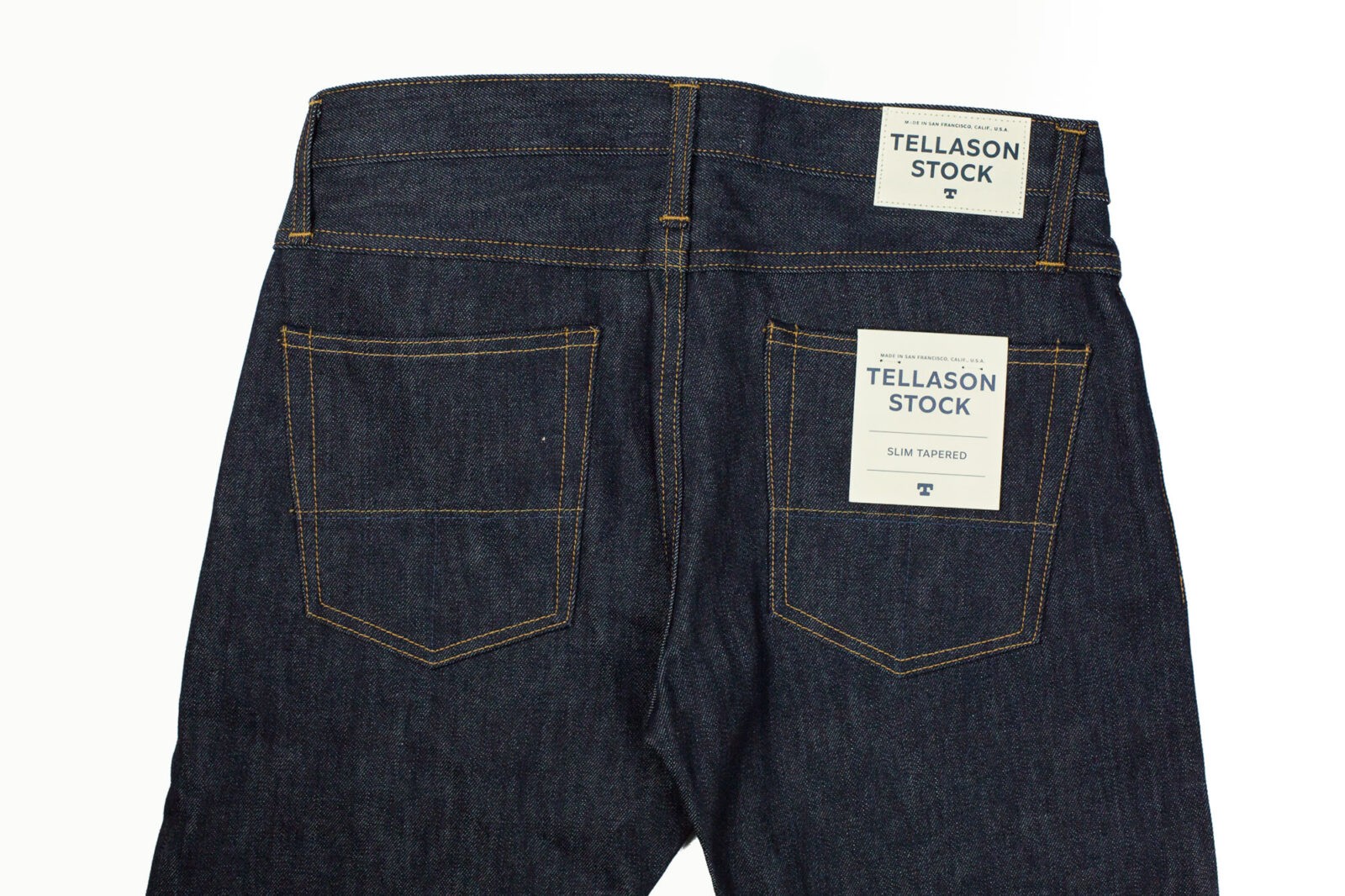 Tellason Stock Made in USA Men's 14 oz Cone Mills White Oak Raw Denim Jean  Jacket