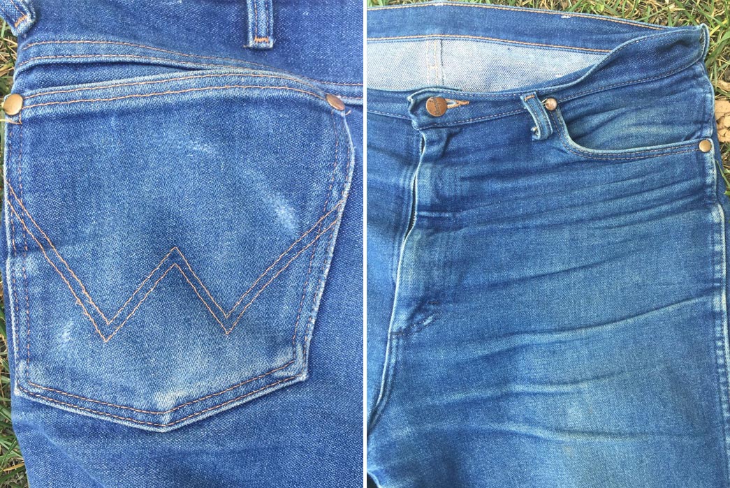 wrangler faded jeans