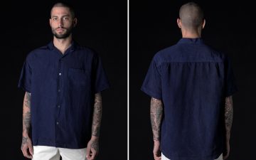 Older-Brother's-Geri-Shirt-is-Indigo-Dyed-and-Literally-Made-of-Paper-model-front-back