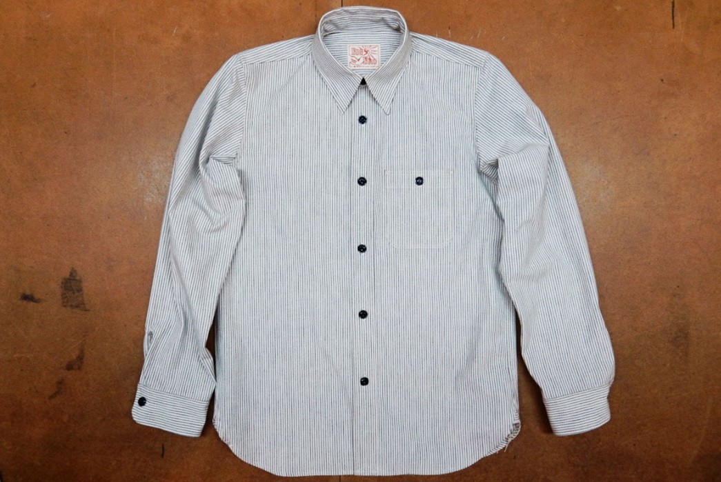 Shop Stripe cotton chambray elliptical tunic shirt