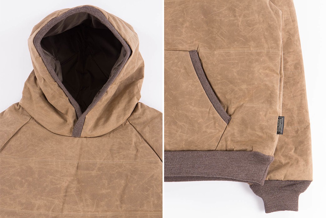 rocky-mountain-featherbed-brown-paraffin-down-pullover-hoody-front-detailed-and-down-left