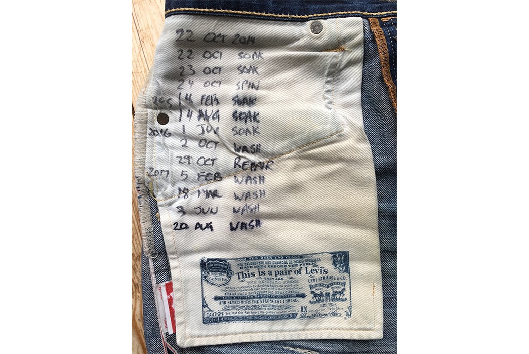 Levi's 501 STF (~3 Years, 5 Washes, 5 Soaks) - Fade of the Day