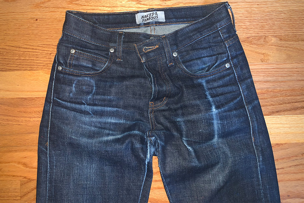 Naked Famous Deep Indigo Selvedge 22 Months 1 Soak Fade Of The Day