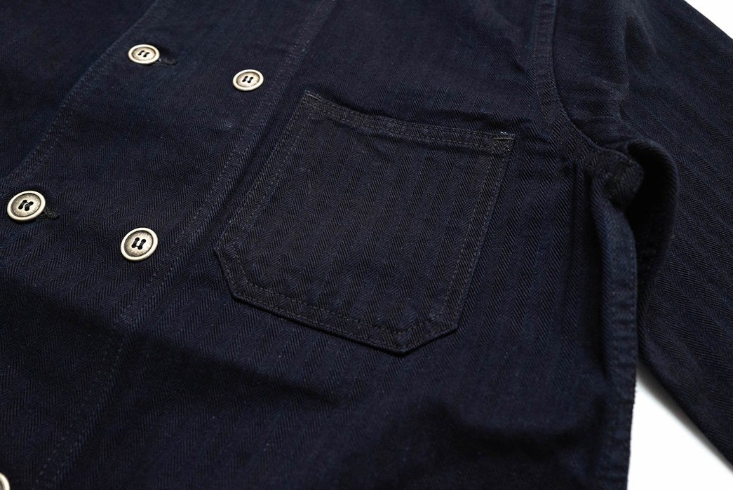 Pure Blue Japan Serves Up an Indigo-Dyed HBT Chore With A Double Button ...