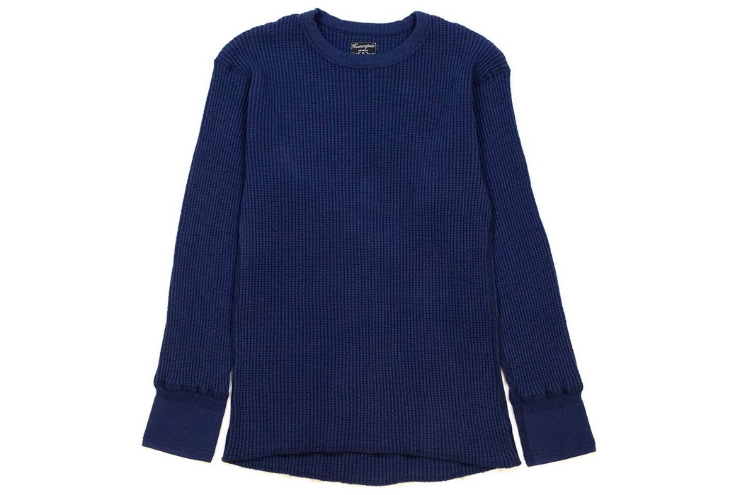Insulate In Indigo With Homespun's Bulky Waffle Thermal Crew