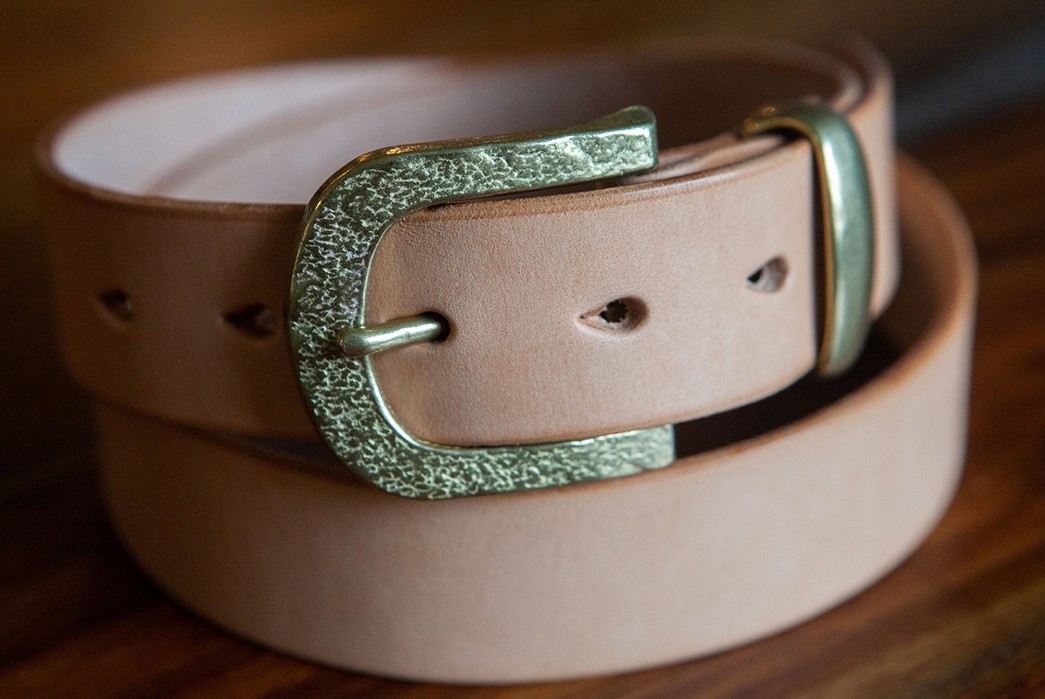 PTC Lets You Choose The Leather On This Hammered Japanese Brass Belt
