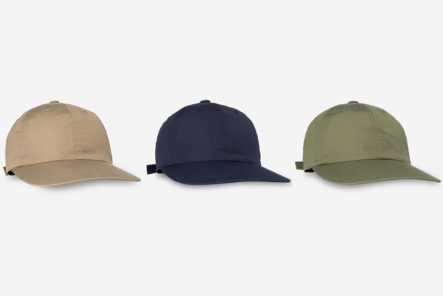 Cableami-Constructs-Its-6-Panel-Cap-From-Ventile-beige-blue-and-green