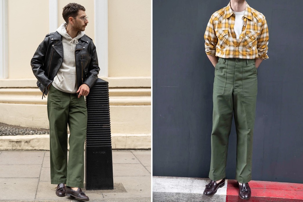 the heddels fatigue pant guide 2023 yankshire fatigue pants 1960s vintage sateen olive green clutch cafe