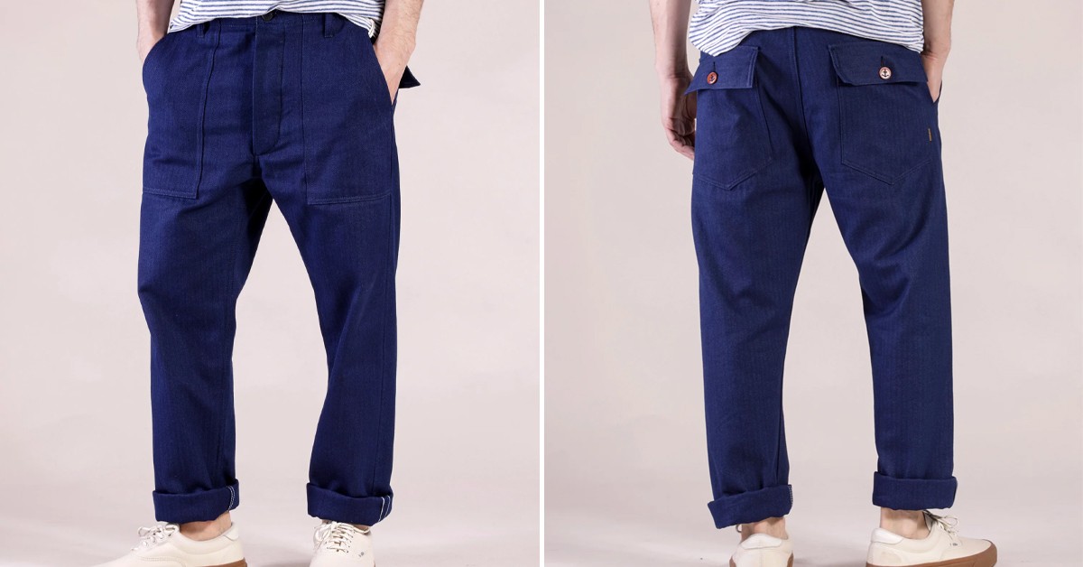 Social-Companion-Denim's-Indigo-Fatigue-Pants-are-Built-For-Fades-front-and-back-model