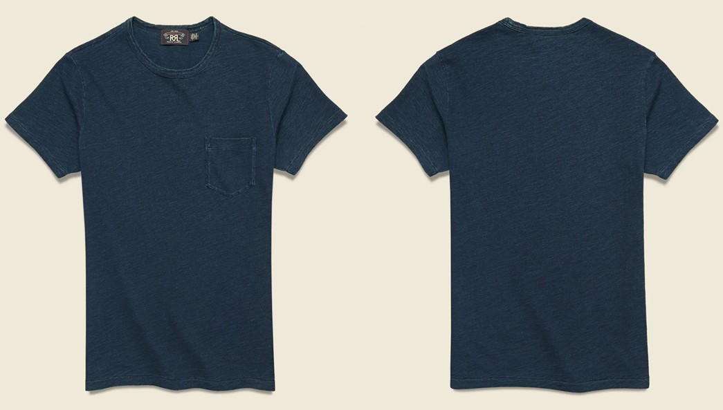 Indigo-Dyed-T-Shirts---Five-Plus-One-1)-RRL-Indigo-Cotton-Crewneck-T-Shirt