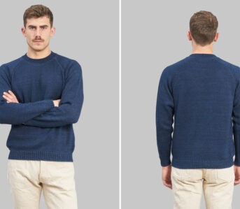 Suevas-Cotton-Raglan-Sweater-Rope-Dyed-Indigo-front-and-back-model